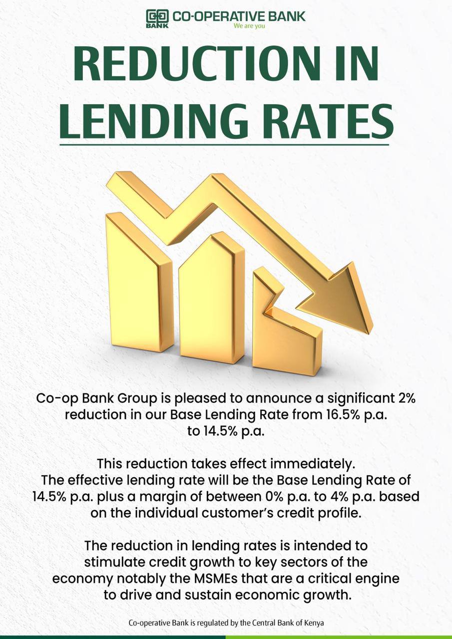 Co-operative Bank Reduces Lending Rates to Boost Economic Growth