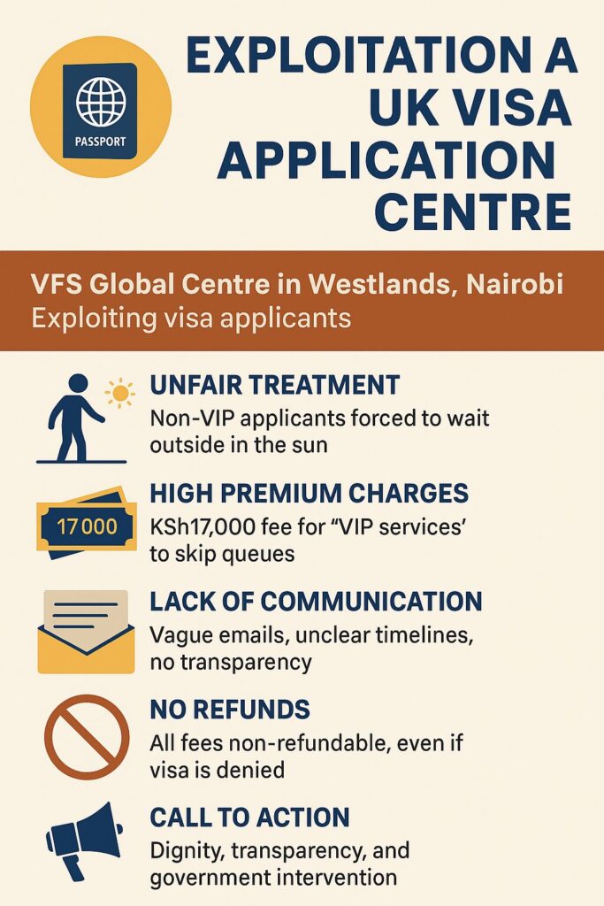 EXPOSED: UK Visa Centre in Nairobi Accused of Exploiting Kenyans Through Shameful “Premium” Services