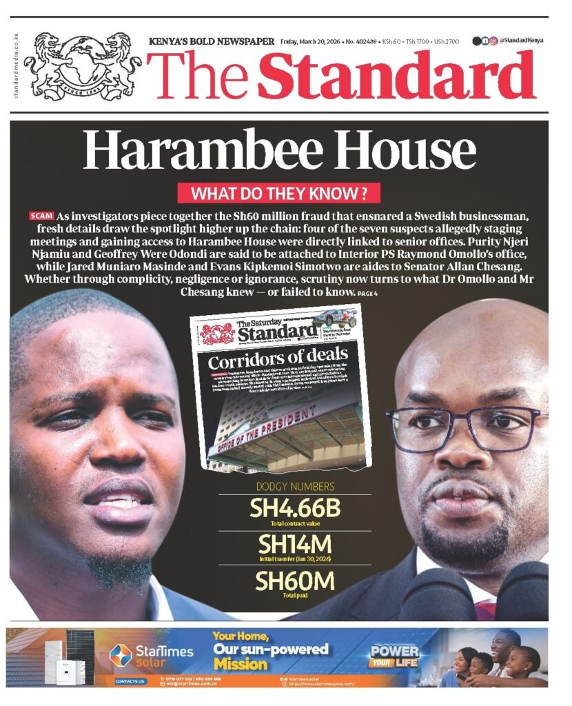 PS Omolo’s Office and Senator Allan Chesang Linked to Sh60 Million Harambee House Tender Scam